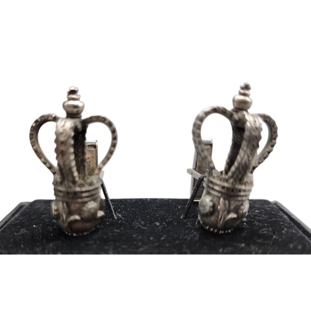 Harvey Avedon British Crown Cufflinks 900 Silver Marked Patent 2920363 VTG 1960s